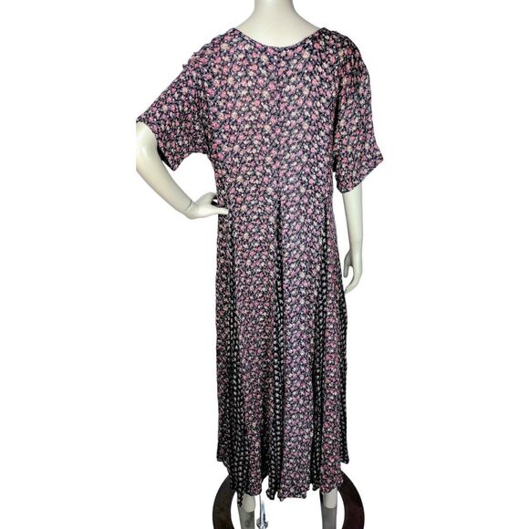 VTG 90s Nostalgia Grunge Prairie Boho Cottagecore Calico Floral Paneled Dress - Picture 8 of 9